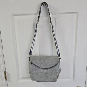 The Sak Silverlake Embossed Tooled Leather Crossbody Bag Ice Blue